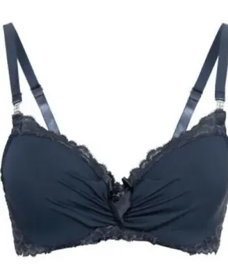 £14.99 • Buy Deep Blue Bra 36D Padded Underwired Moulded Diamante Straps Lace Back