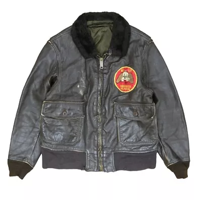 Vintage VR-57 USN Navy G-1 Leather Flight Bomber Jacket Theater Made Patch! • $249.99