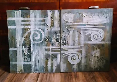 2 Lg Abstract Lee Reynolds Vanguard Studios Paintings. Signed  Ea 2' X 2'6  • $415