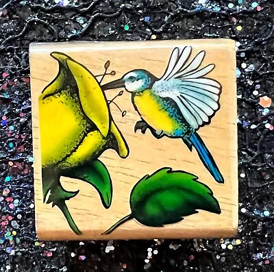Vintage Rubber Stamp  Hummingbird Morning Glory  By Sky Kids   1 1/2 X 1 1/2  • $4.50