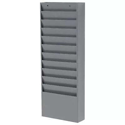 Global Industrial Medical Chart Hanging Wall File Holder 11 Pockets Gray • $86.47
