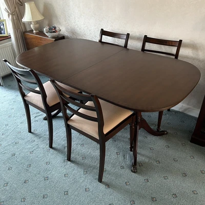 £175 • Buy Regency Mahogany Macintosh Dining Table (Extendable) And Chairs Dark Brown 