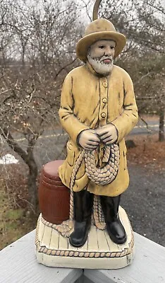 34  Mid-Century Modern Vintage  Old Salty  Yellow Coat Fisherman Ceramic Lamp • $85