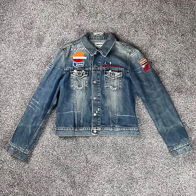 Gas Jeans Mens Denim Jacket Size XL Vintage Honda Racing Fitted Motorcycle • £179.99