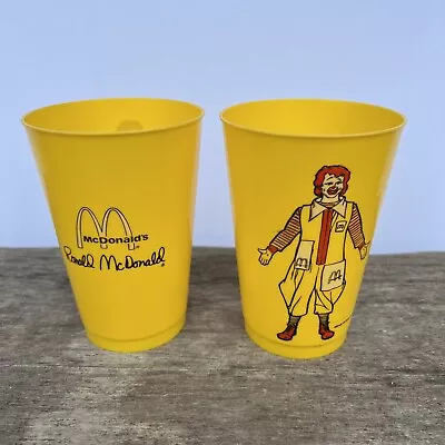 Vintage 80’s Ronald McDonald Signature McDonald’s Yellow Plastic Cup 2 Lot • $10