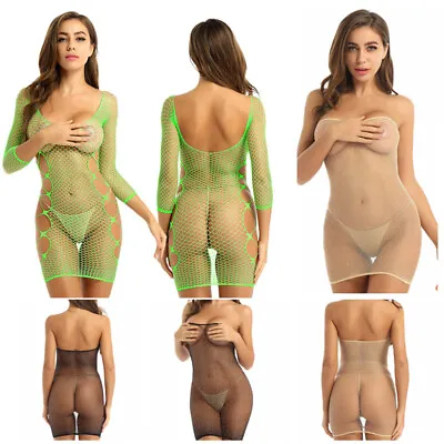 Womens See Through Bodycon Micro Mini Dress Nightclub Lingerie Dresses Nightwear • $7.35