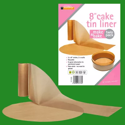 £3.59 • Buy 2x 8  Inch Reusable Non-Stick Beige Cake Tin Liners Make & Bake