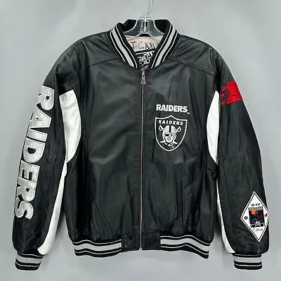 Vintage Raiders Leather Jacket Carl Banks NFL Mens XL Varsity Quarterback Club • $249.99