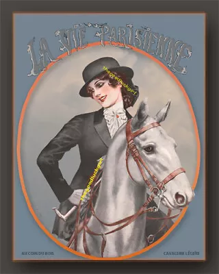 5x7 Vintage 1920 GRAY HORSE RIDER La Vie Parisienne Cover Art Equestrian Print • $7.99