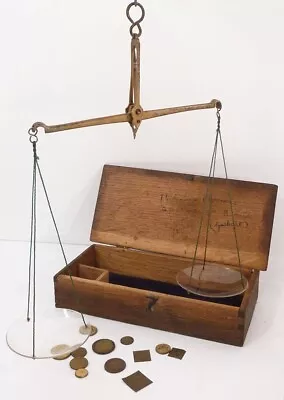 PHOTOGRAPHY N APOTHECARY SCALE Boxed C 1910 EQUAL ARM BALANCE Weights J.L.B. • $44.50