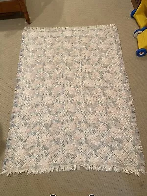 Vintage Woven Afghan Throw Blanket Floral Hearts 68x51 • $45