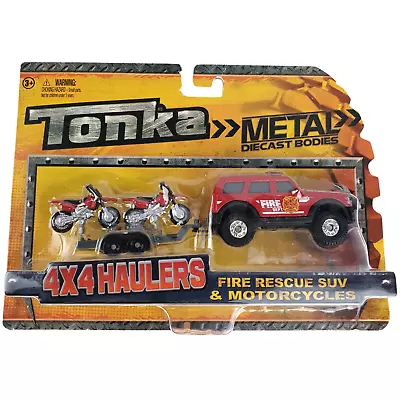 New Tonka Metal 4x4 Haulers Fire Rescue SUV & Motorcycles Red Hasbro USA 2017 • $45.50