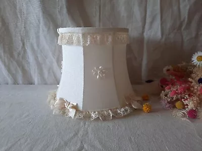 Shabby Chic Lampshade Lace Ribbon Prop Bell Frilly Table Light Medium Shade Bow • £20