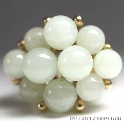 Ming's Hawaii Green Jade Cluster 14k Yellow Gold Ring (sz. 6) • $1050