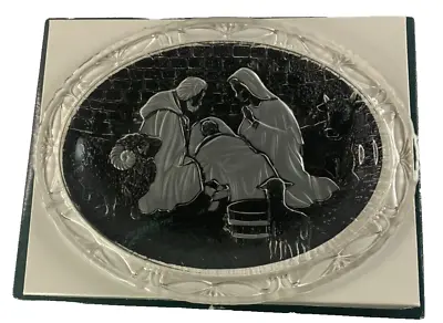 MIKASA Crystal Christmas Nativity Display Holiday Birth Oval 7X9 Decor Free Ship • $24.99