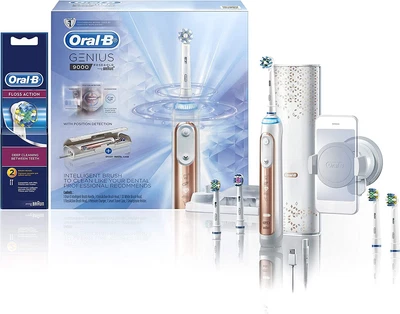 $220 • Buy Oral-B Genius 9000 Rose Gold Electric Toothbrush And Floss Action Refill Heads 2