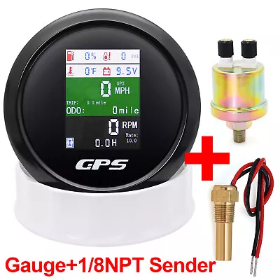 85mm Multi-function Gauge Car Marine GPS Speed Odometer Tacho Oil Temp Pressure • $75.89