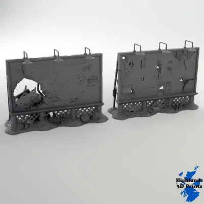 Ruined Billboards Scatter Terrain Tabletop Gaming DnD 3DPrint 32/28/20/15/10 • £13.59