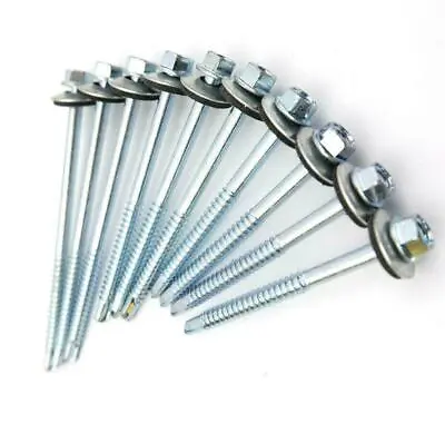 £5.49 • Buy Tek Self Drilling Screws With Sealing Washers Zinc Plated For Metal Roofing CR3