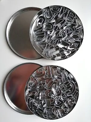 2 Sets Of Complete ALPHABET LETTERS Metal Cookie Cutters Pastry  In 2 Tins • £15