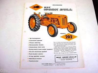 Massey Harris Ferguson 202 Work Bull Tractor Color Sales Sheet RARE! • $40