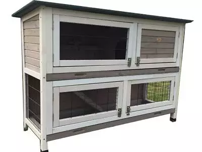 £128.94 • Buy 4ft Rabbit Hutch Guinea Pig Hutches Run Large 2 Tier Double Decker Grey Roger Xl