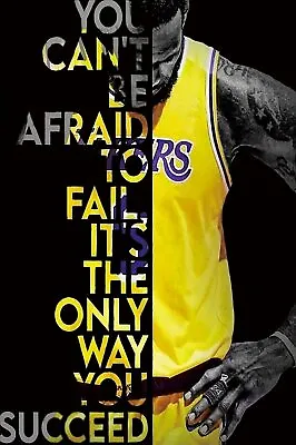 Lebron James Poster Motivational Quote Canvas Poster Wall Art Basketball Players • $14.90