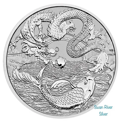 2023 Dragon & Koi 1 Oz Silver Coin • $63