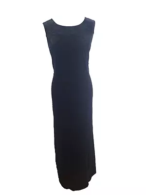 Vintage Maxi Dress Black Size 14 Velvet Long Pencil Steampunk Pagan Formal • £22.96