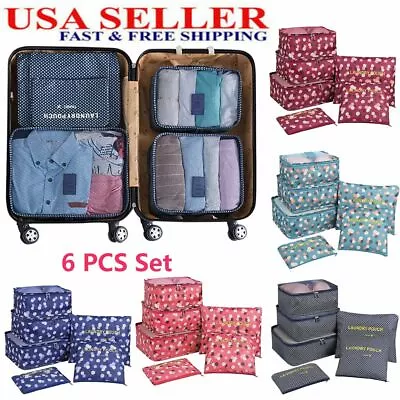 6PCS Foldable Packing Cubes Set Travel Storage Bags Suitcase Luggage Organizer • $10.61