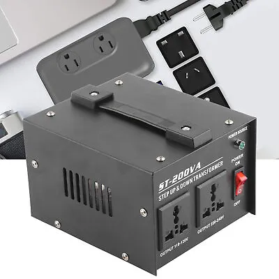 200W Voltage Converter With 2Pcs Universal Socket 100V To 220V Power Transformer • $56.84