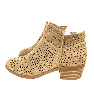 Crown Vintage Telsa US Sz 7 Tan Ankle Boots EUR 37.5 Shootie Bootie Open Weave • $34.87