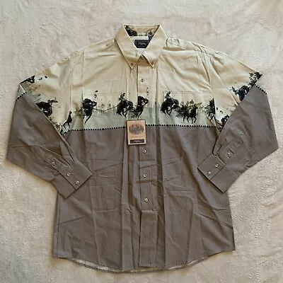 Roper Mens XL Vintage Western Cowboy Graphic Long Sleeve Cotton NWT Shirt • $39.99