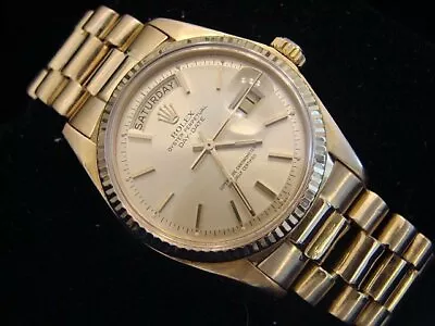 Vintage Mens Rolex Day-Date President 18K Yellow Gold Watch Champagne Dial 1803 • $14199.98