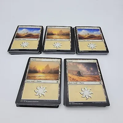 100 Magic The Gathering PLAINS ONLY Basic Land Cards Lot - MTG FTG • $9.99