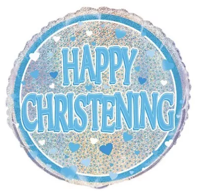 Happy Christening Decorations Prismatic Foil Balloon 45CM (18 ) Party Supplies • $3.99