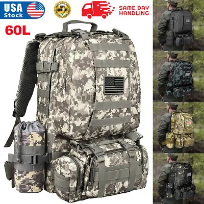 60L Military Tactical Backpack Molle Bag Detachable Rucksack 3 Days Assault Pack • $39.99