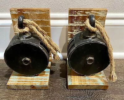 Set Of Vintage Nautical Decorative Pulley Coastal Bookends • $17