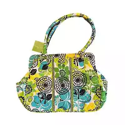 Vera Bradley Purse Frame Bag Lime's Up Large NWT Floral Bag Tote Side Pockets • $88