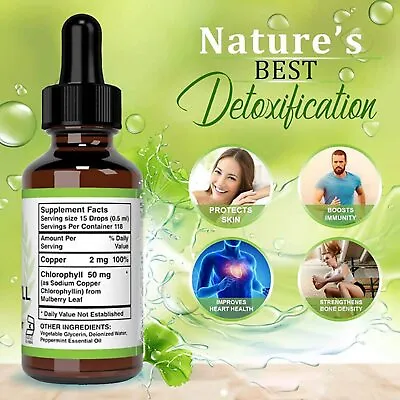 £6.71 • Buy 59ml Chlorophyll All-Natural Extract Liquid Drops Water Soluble MintFlavour 1