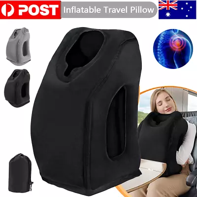 $13.69 • Buy Inflatable Air Cushion Travel Pillow For Airplane Office Nap Rest Neck Head Chin