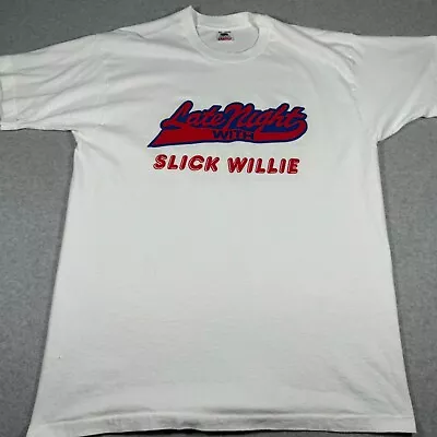 Vintage Slick Willie Shirt Adult Extra Large White Single Stitch Mens 90s • $19