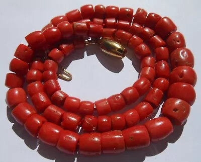 Coral Astrological Gem Moonga - Natural Mediterranean Red Coral Vintage Necklace • $599.90