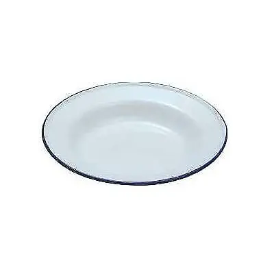 Falcon Enamelware White Enamel Soup Plate With Blue Rim Design D 24cm 46024 • £8.64