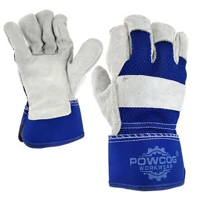 6 Pairs Rigger Gloves Blue Leather XL Canadian Heavy Duty Work Gardening Builder • £12.99