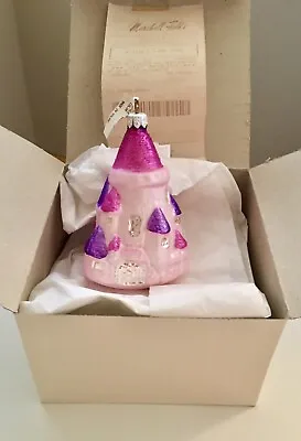 Vintage 1997 Marshall Fields Glass Princess Castle Ornament Christmas NWT Box • $119.99