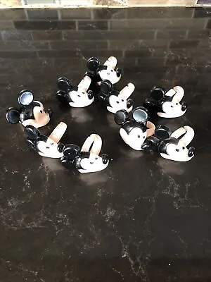 Lot 9 Vintage Disney Mickey Mouse Plastic Rings Cupcake Cake Toppers Party Favor • $16.99