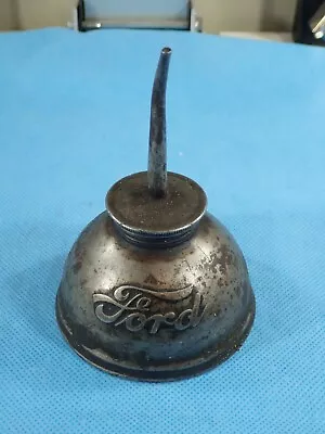 Antique Vintage Embossed FORD Script Thumb Model T Oiler Oil Can Tin Metal Empty • $34.95
