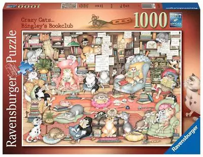 Ravensburger 16765 Crazy Cats Bingley's Bookclub 1000 Piece Jigsaw Puzzle • £14.45