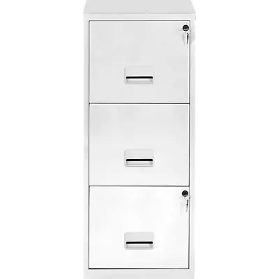 3 Drawer Pierre Henry All White Lockable Filing Cabinet A4 - Quality Steel Metal • £104.99